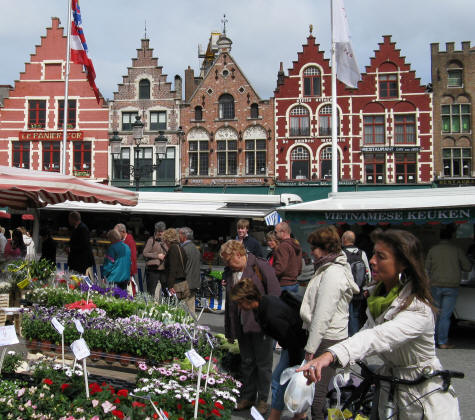 Street Market in Bruges Belgium